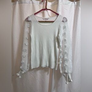 White Sheer Sleeved Top